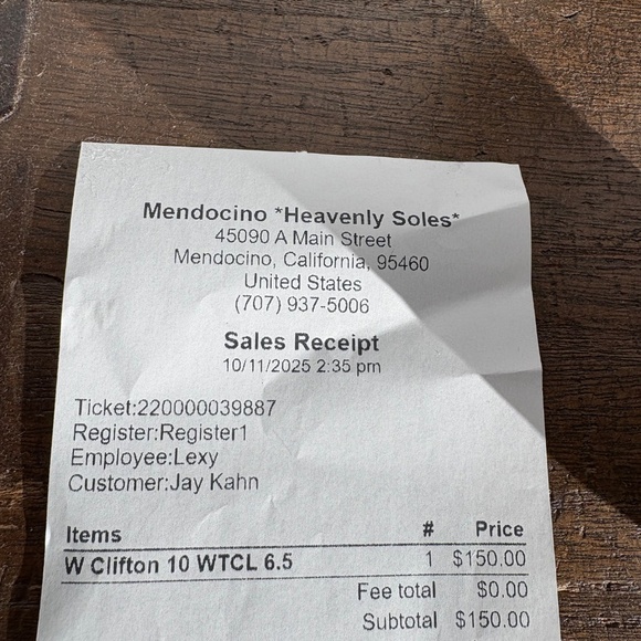 Hoka Clifton 10 white/cielo, NEW, 6.5 B -fits like 7, worn twice - Picture 5 of 8